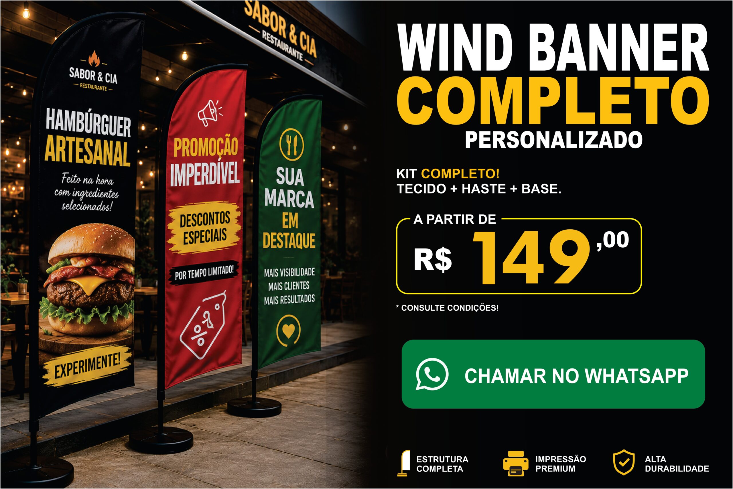 Wind Banner Completo Personalizado a partir de R$ 149,00